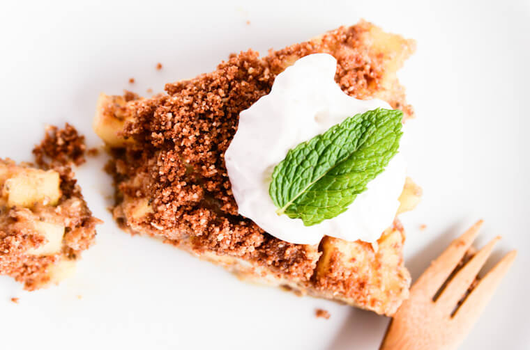 Blissful Basil Raw Vegan Apple Pie with Cinnamon-Pecan Streusel recipe
