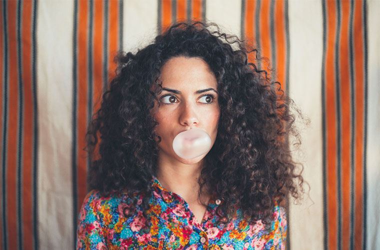 woman with bubble gum