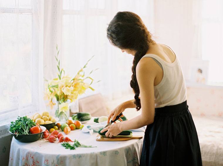 woman cooking dinner