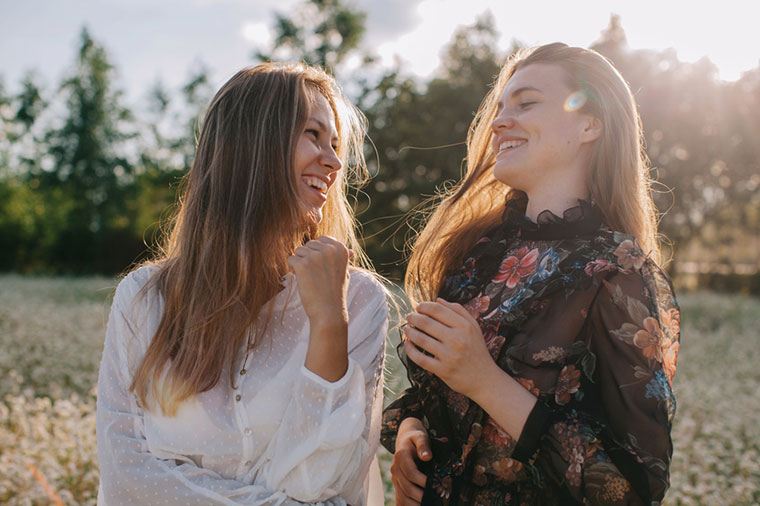 young girls laughing