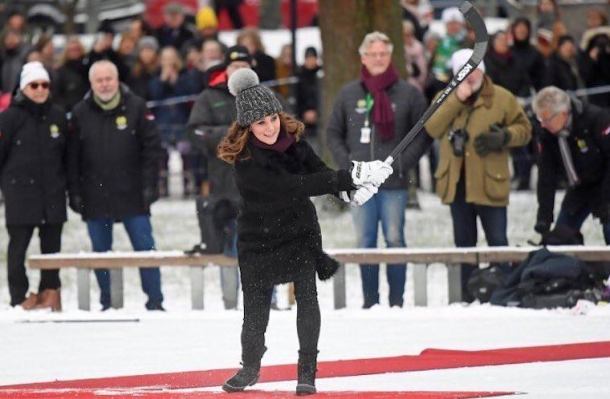 Kate Middleton Scores a Goal in Snow Boots While Playing Swedish Ice Hockey