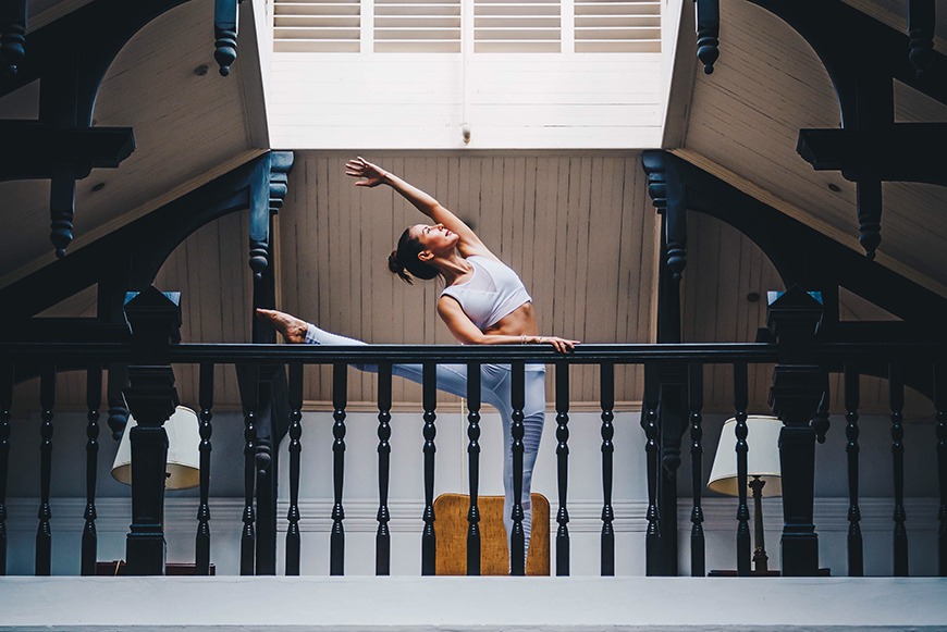 Woman doing ballet stretch