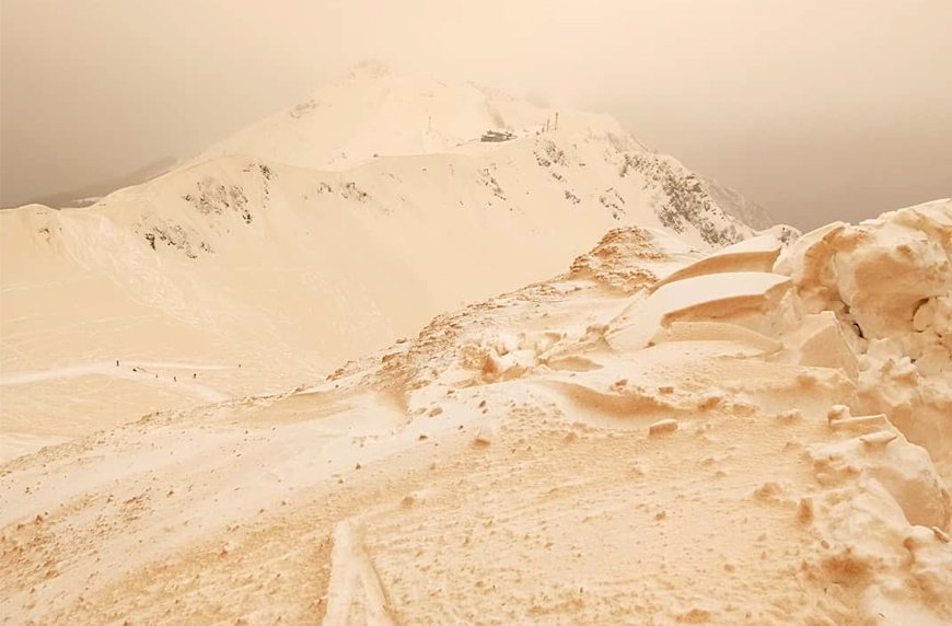 Orange snow is covering parts of Europe