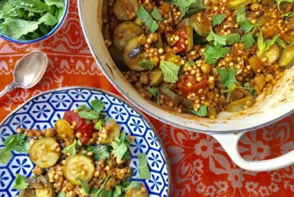 Moroccan cosucous with summer vegetables