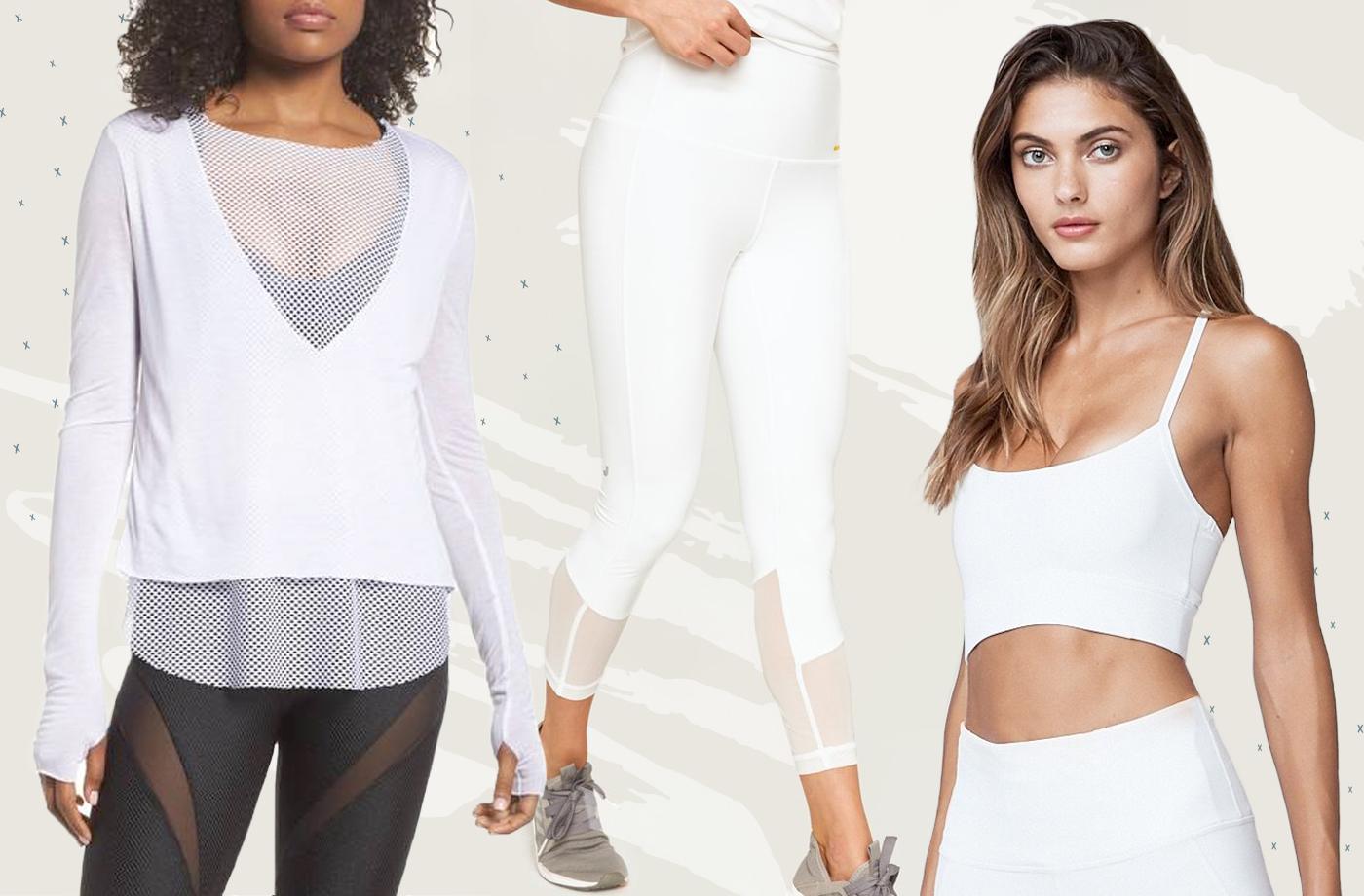 All-white activewear collage