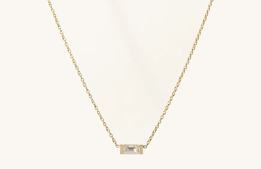Vrai & Oro Baguette Diamond Necklace, $390