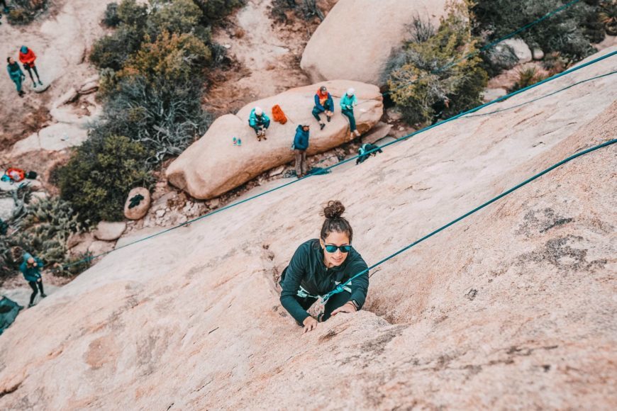 Rock climbing in Joshua Tree with powerful women
