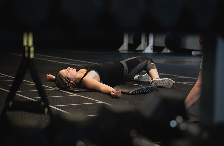 Woman lying down after workout