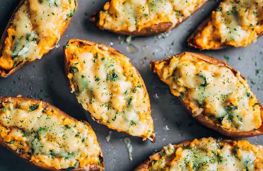 potato skins with spinach and chickpeas