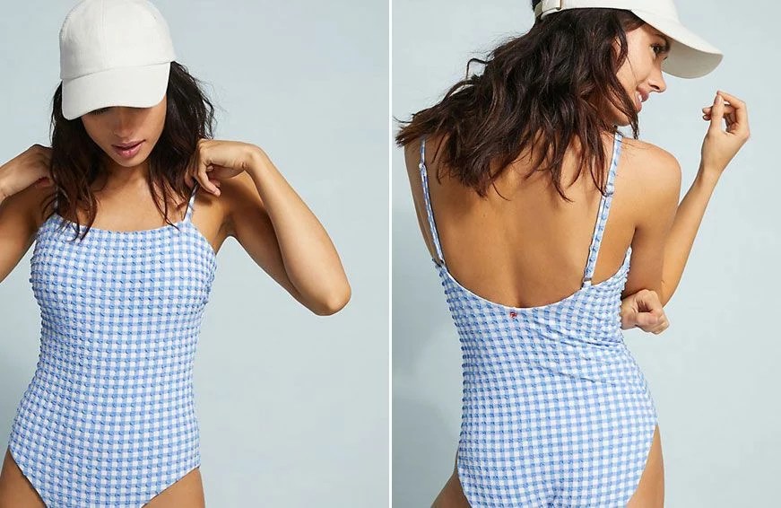 red carter gingham one piece