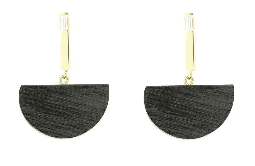 Sophie Monet x Vrai & Oro Half Moon Bar Earrings, $450