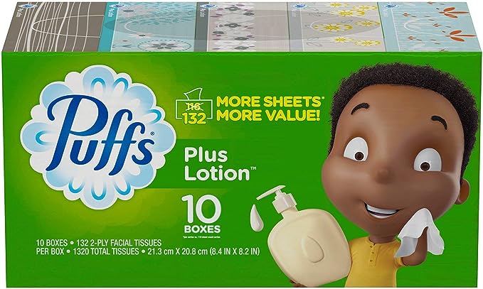 Puffs plus lotion facial tissues for chapped noses