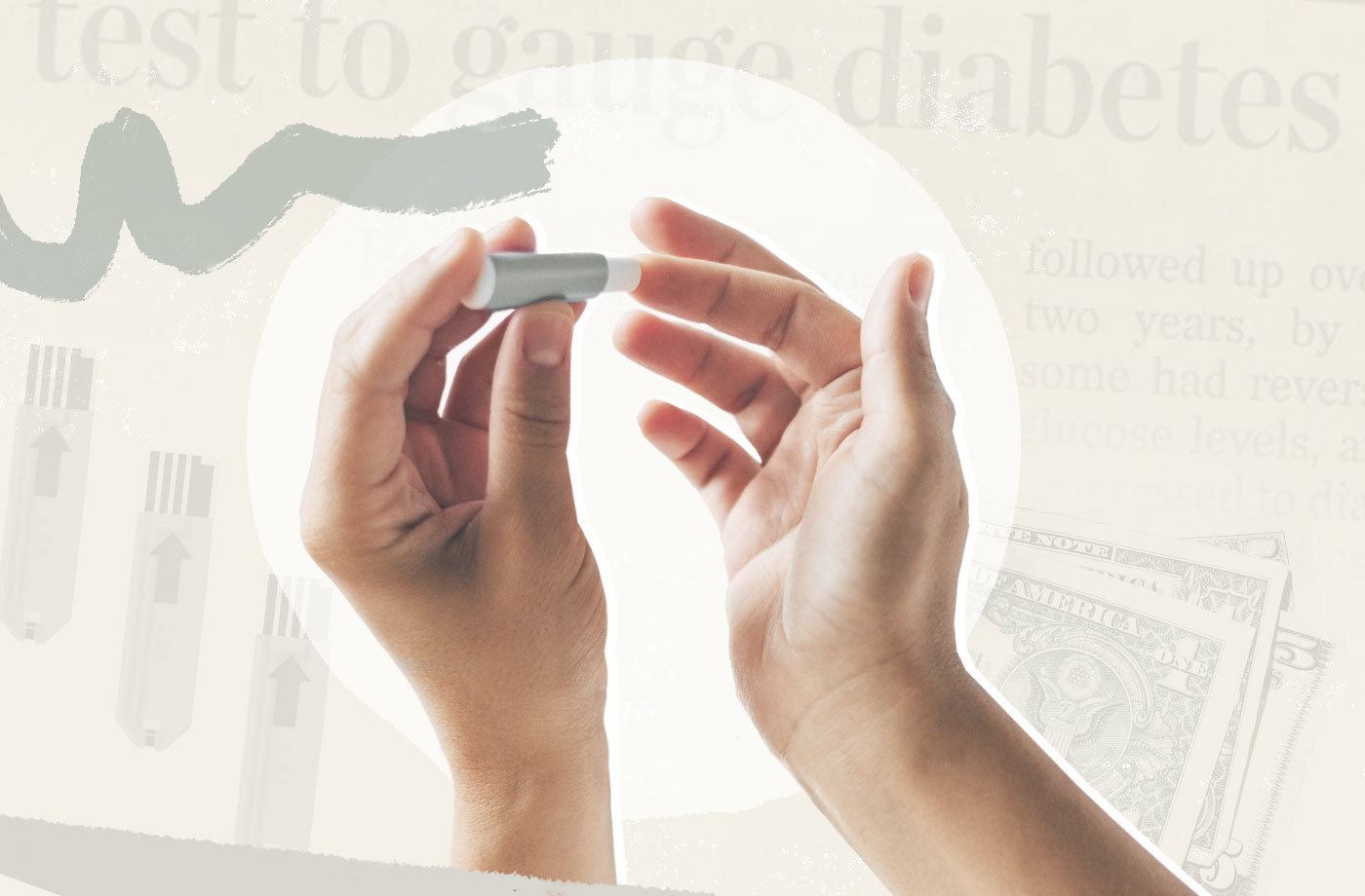 woman pricks finger for insulin test living with diabetes