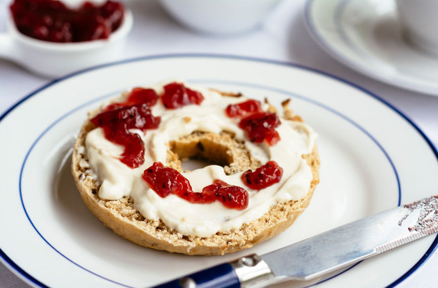 what is quark cheese spread on a bagel with jam