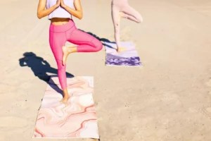 Raise your vibe with this rose quartz-inspired yoga mat