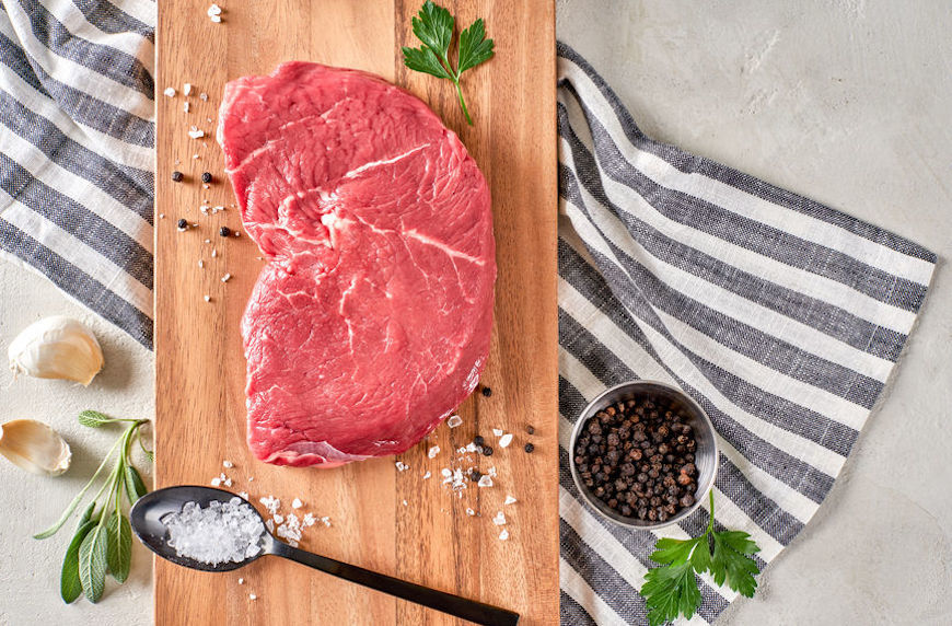 sustainable meat raw steak on cutting board