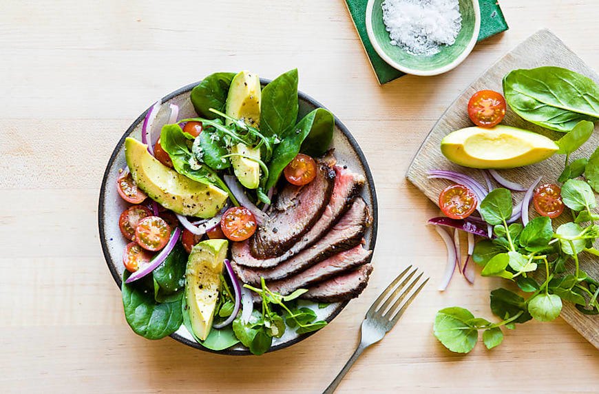 is paleo diet healthy steak salad with avocado