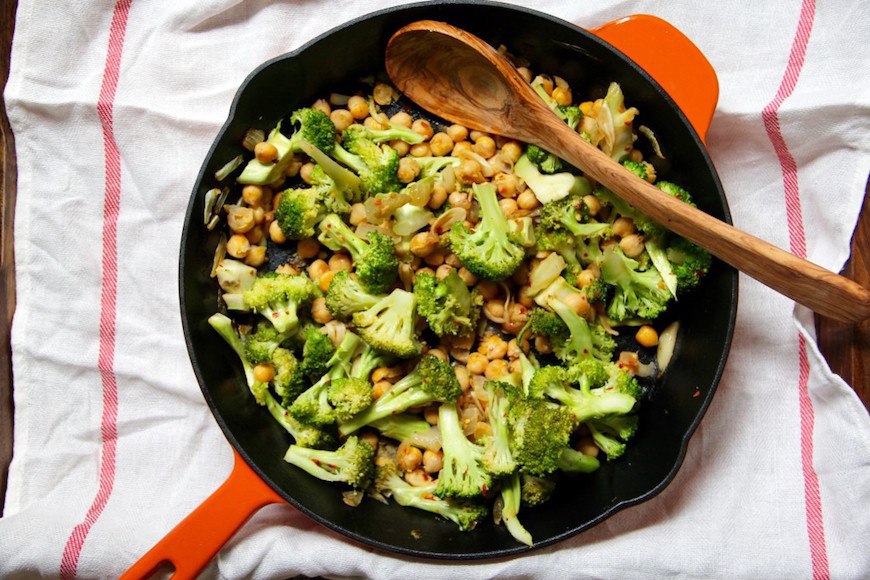 broccoli and chickpeas