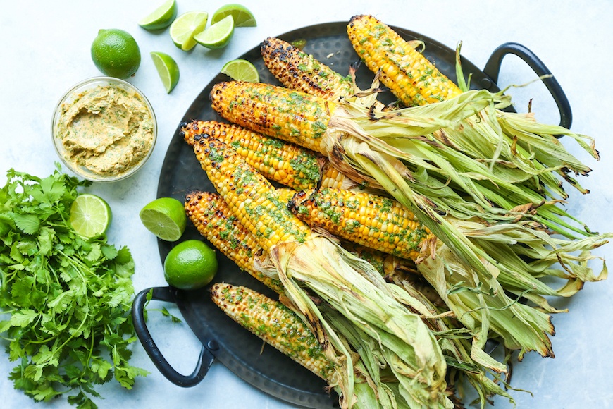 grilled corn with cilantro butter