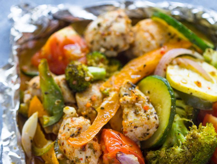foil chicken and veggies