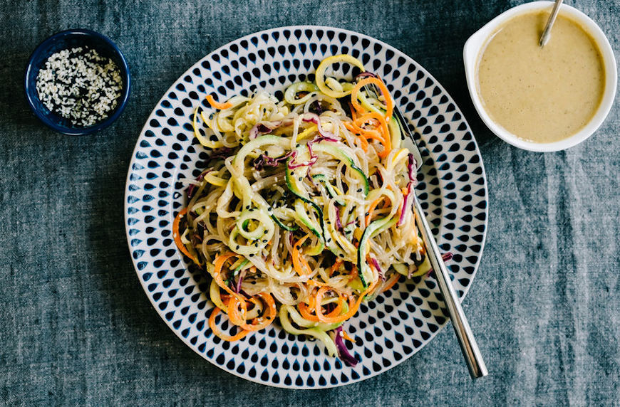 gluten and dairy free diet vegetable noodles with sesame sauce
