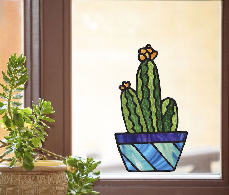 stained glass cactus