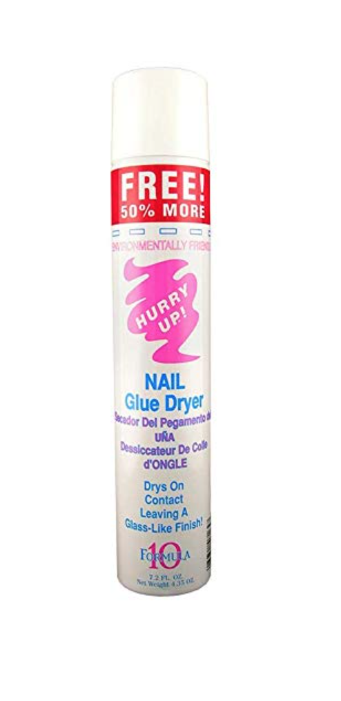 A spray bottle of hurry up nail glue dryer, how to fix a broken nail
