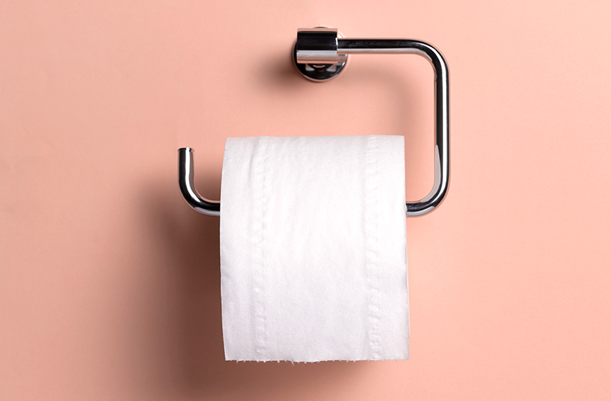 A roll of toilet paper, illustrating how to stop nervous poop