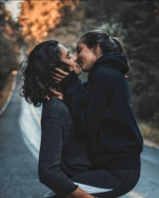 couple about to kiss