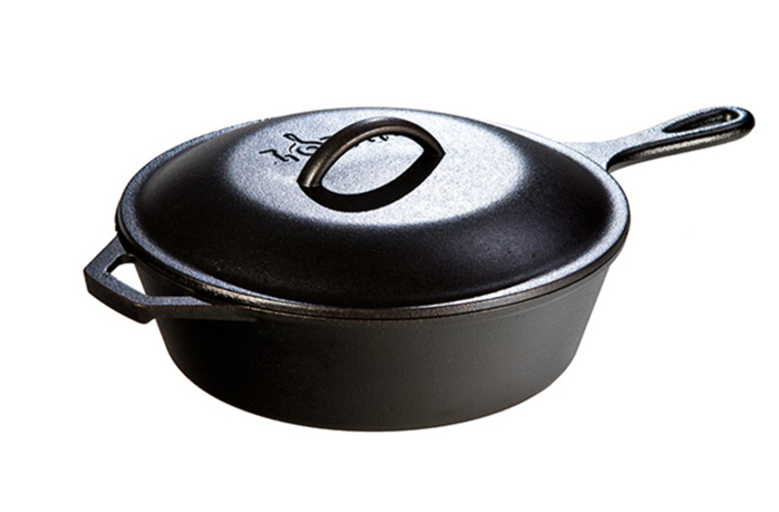 Lodge Cast Iron Covered Deep Skillet 3.2 Quart, what do chefs use for cookware
