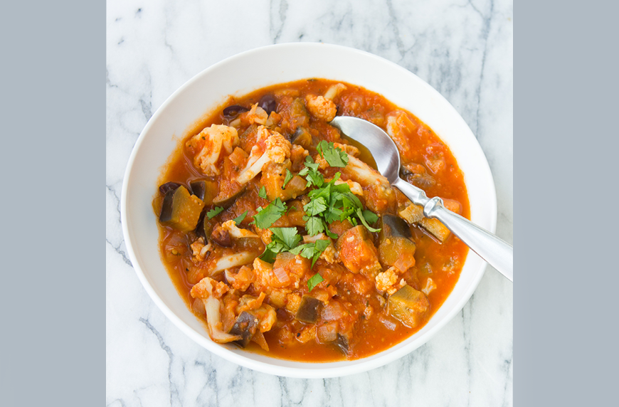 Greek Eggplant Stew With Cauliflower and Olives, easy freeze and reheat meals