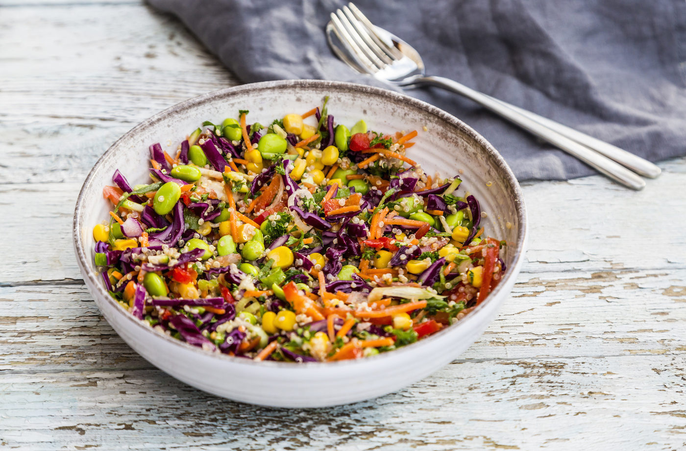 complete plant proteins quinoa salad with edamame