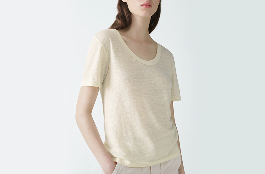 COS Linen T-Shirt With Raw Edges