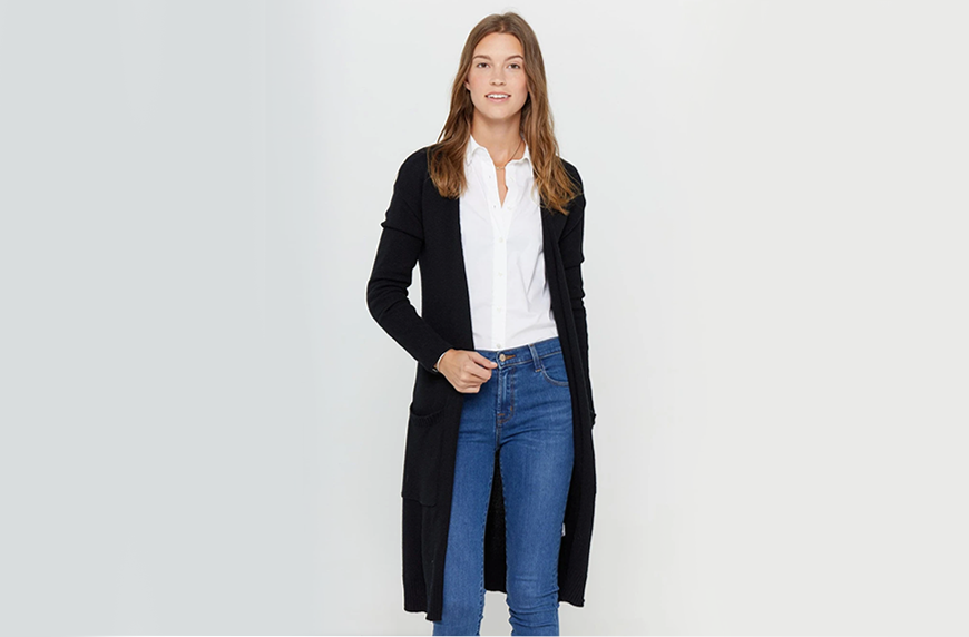 State Cashmere Open-Front Cashmere Long Cardigan