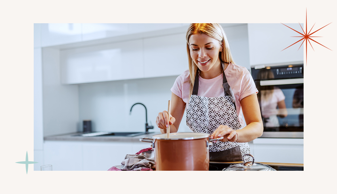 foodie holiday gifts woman cooking in kitchen