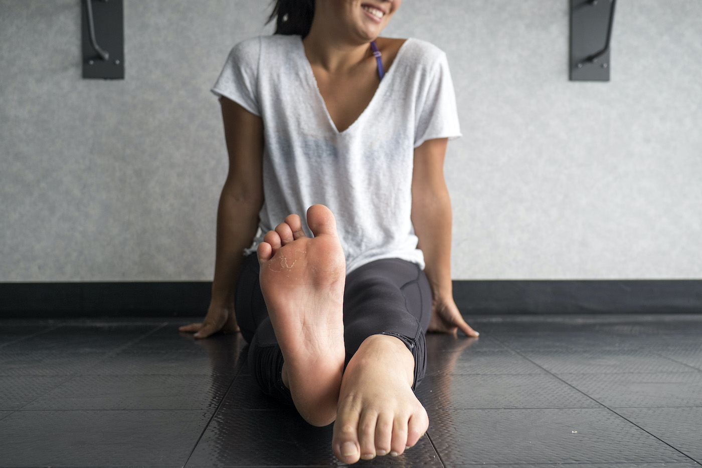 Woman doing feet exercises