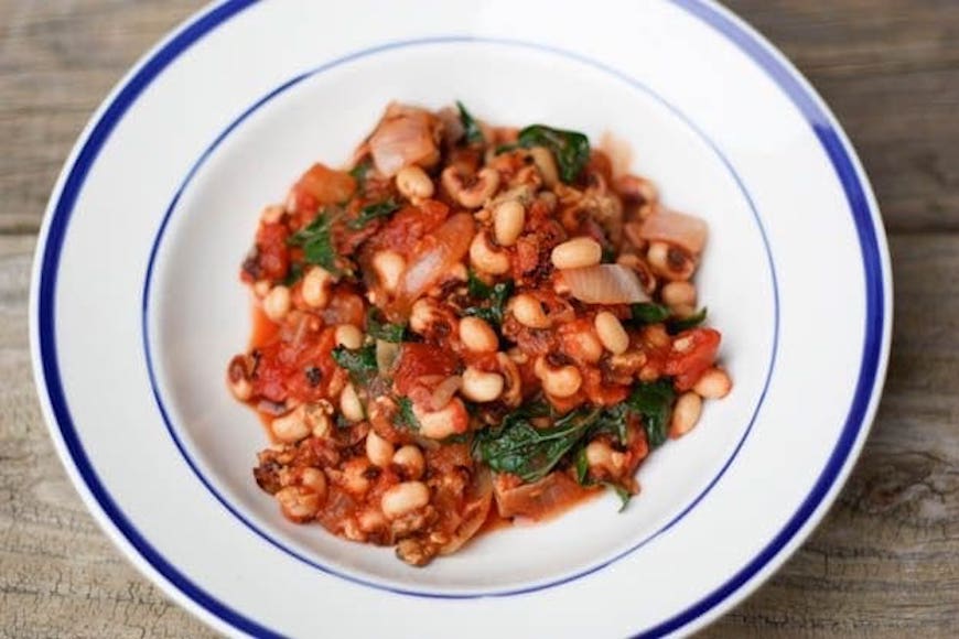 black-eyed peas and greens