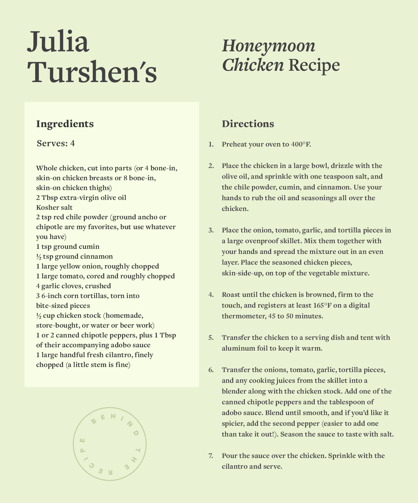 julia turshen honeymoon chicken recipe