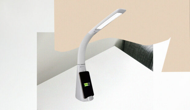 Light Up Your Workspace With the Adjustable, Sanitizing Desk Lamp That Charges Your Phone