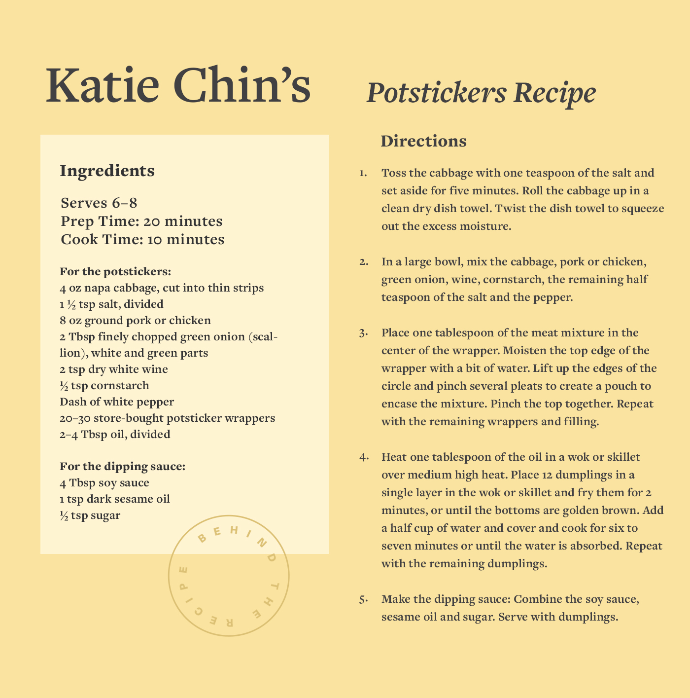 katie chin potstickers recipe card