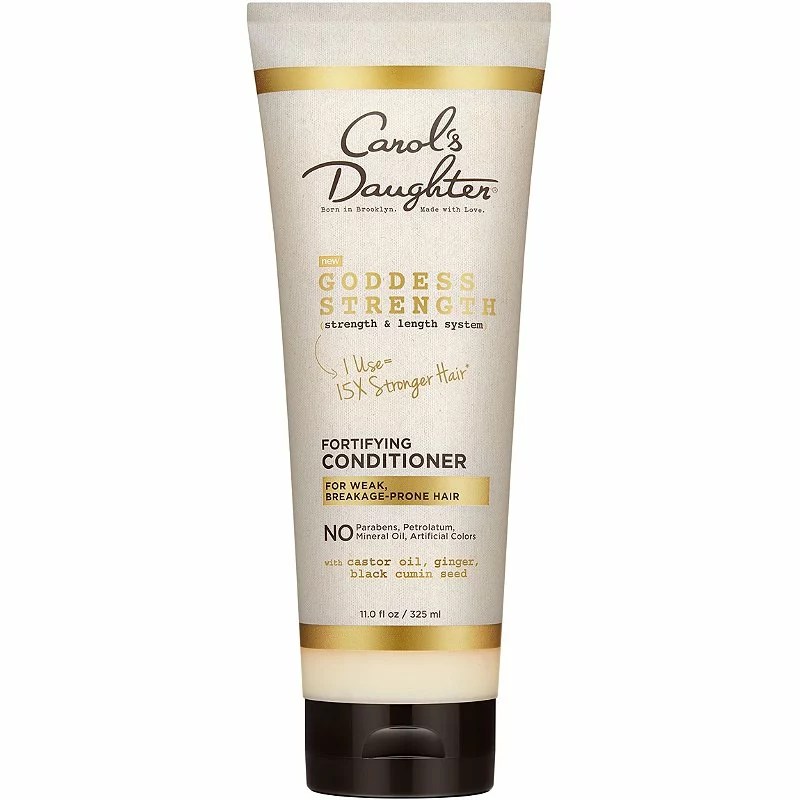 A bottle of carol's daughter goddess strength conditioner for curly hair
