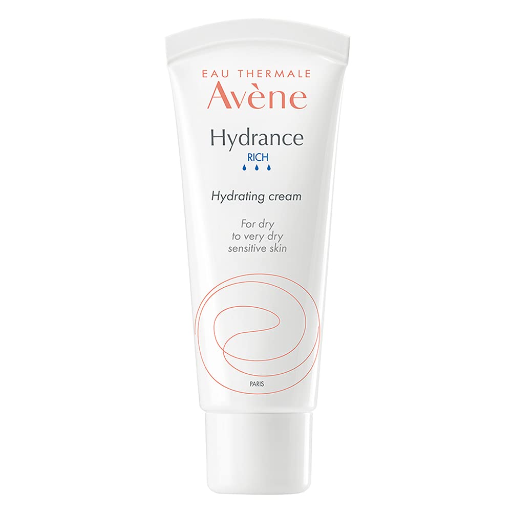 A bottle of Avene hydrance rich moisturizer for an extremely dry face