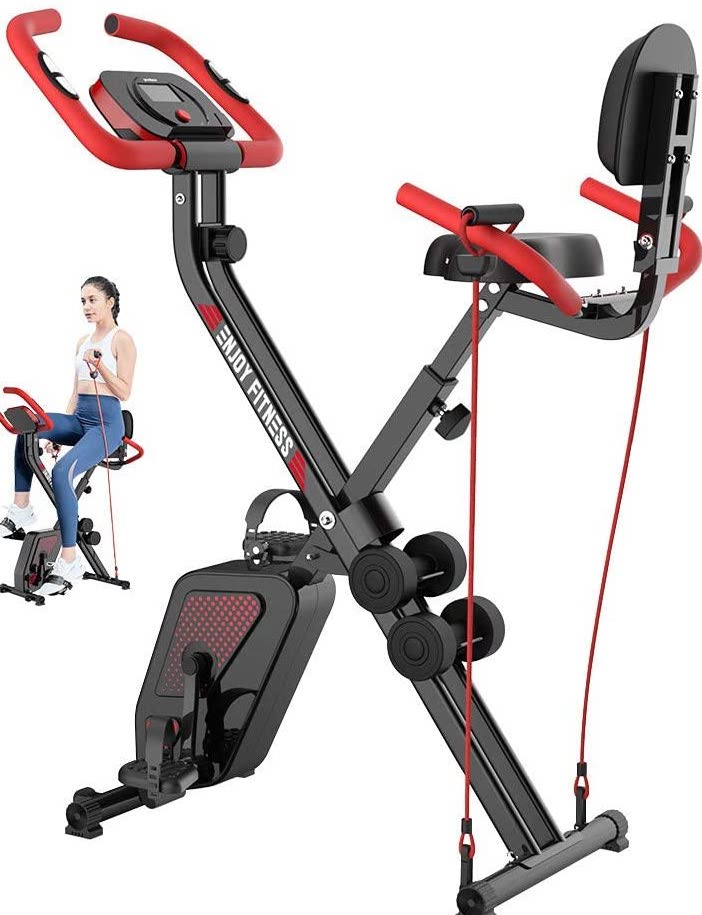 Foldable Upright Exercise Bike Workout Cycling Sport Adjustable Indoor Fitness 