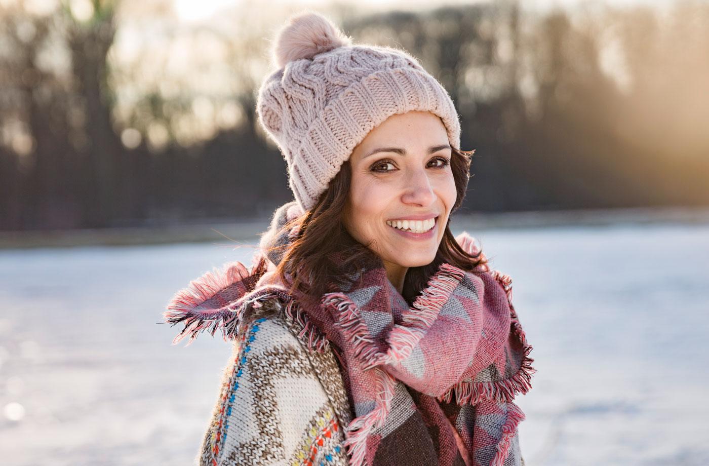 woman wearing winter hat