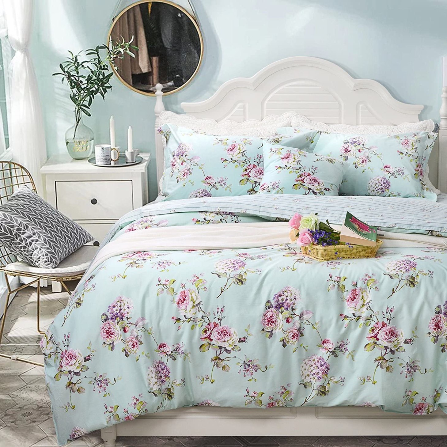 FADFAY Floral Duvet Cover Set, best duvet covers with zippers