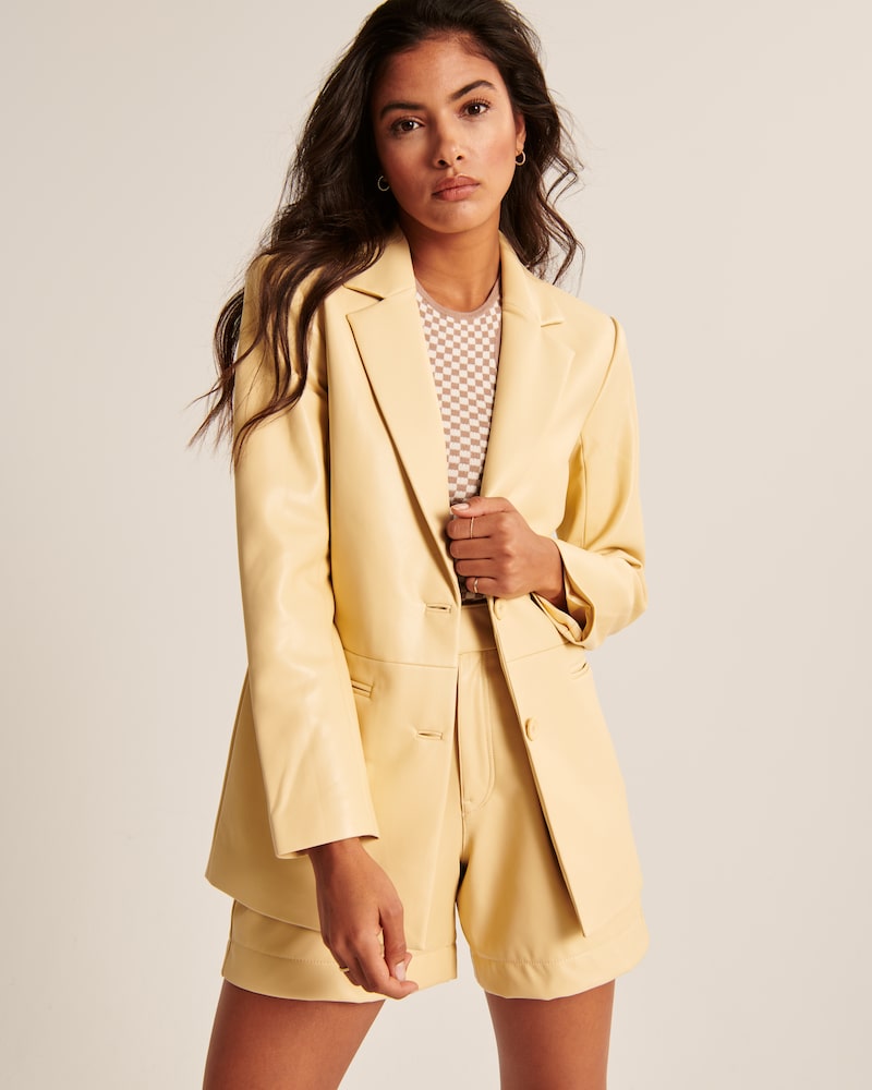 Abercrombie & Fitch Relaxed Vegan Leather Blazer