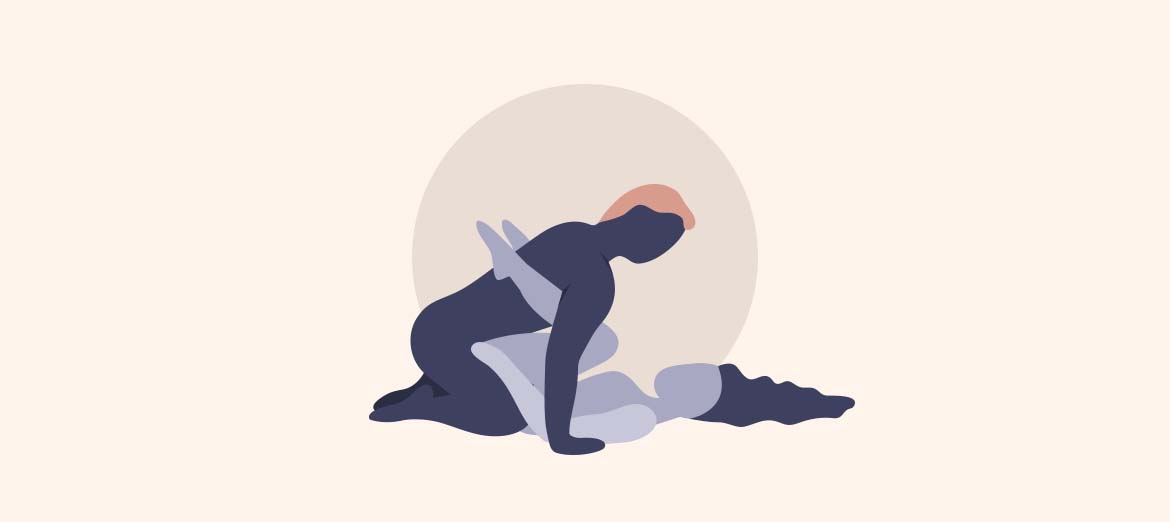 An illustration of the Indrani sex position.