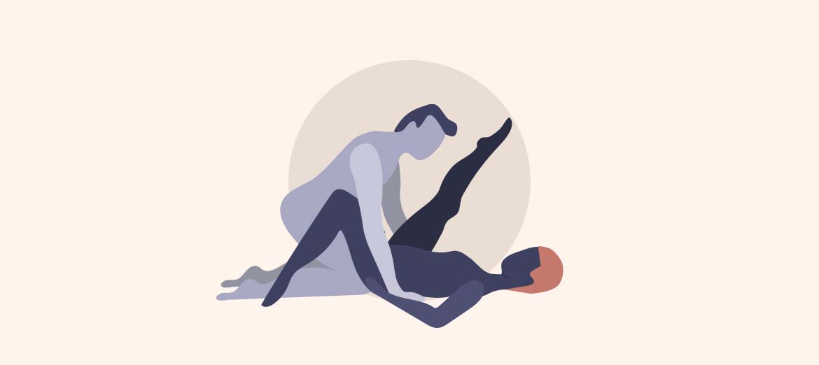 An illustration of the missionary split sex position.