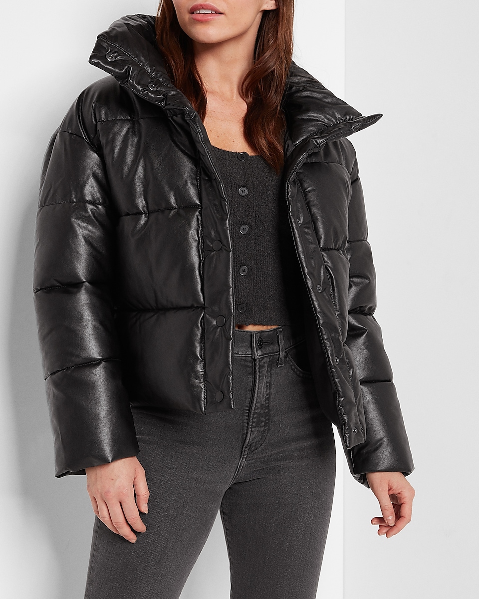 Express Faux Leather Puffer Jacket