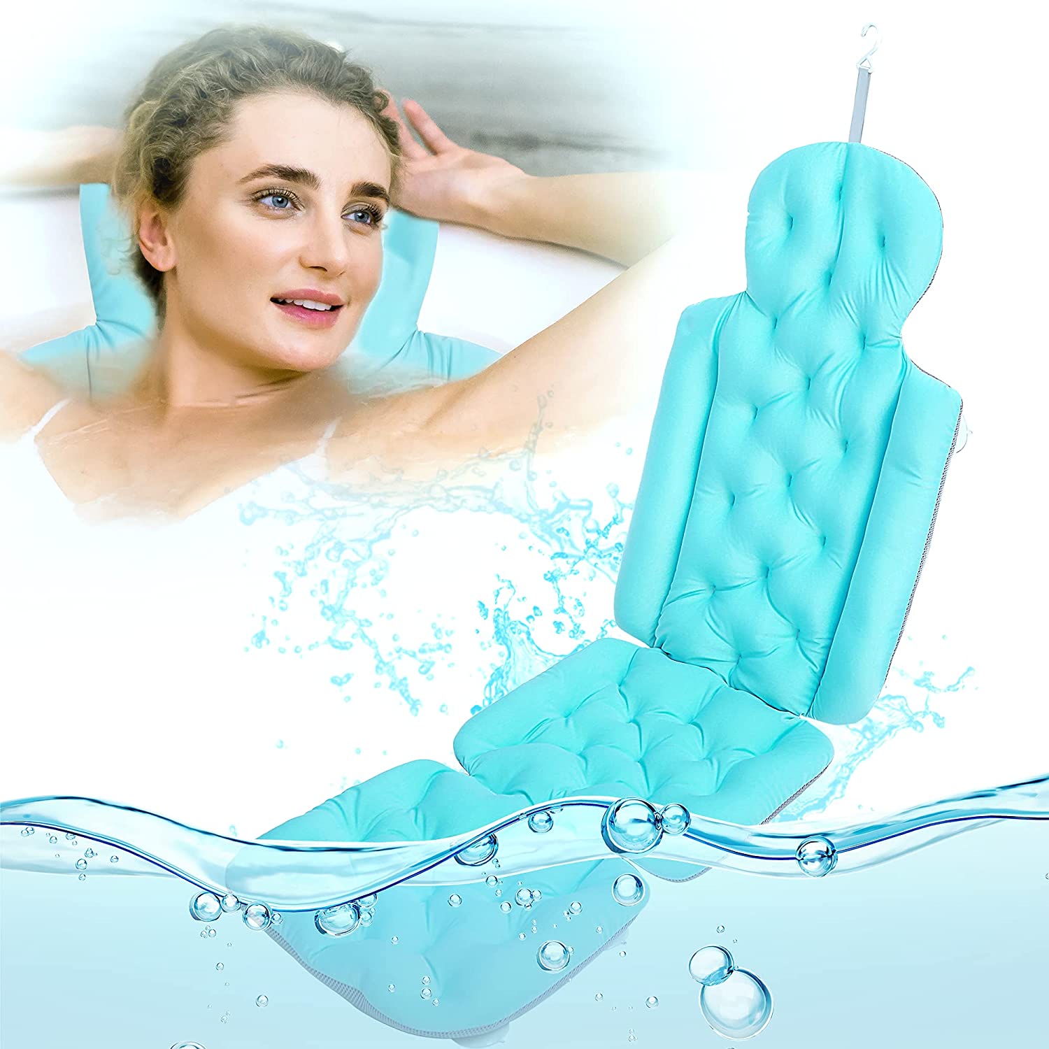Details about   51" Luxury Spa Full Body Bath Pillow For Tub Non-Slip 5D Air Mesh &Quick Drying 